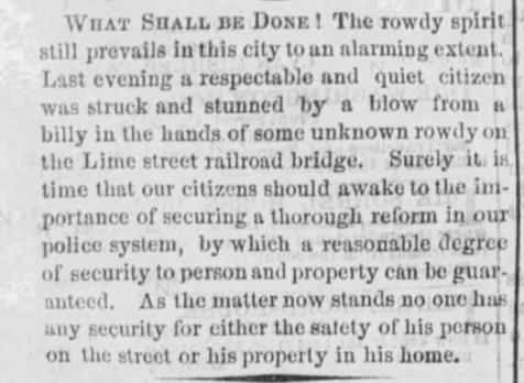 1865 Daily Express clipping on railroad bridge